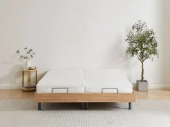 Hot Ysmée Cama articulada eléctrica somier colchón memoria de forma 2 x 90 x 200 cm beige SASORA Color natural claro