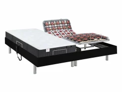 Ysmée Cama articulada eléctrica somier colchón de muelles 5 zonas 2 x 70 x 190 cm beige MANAM