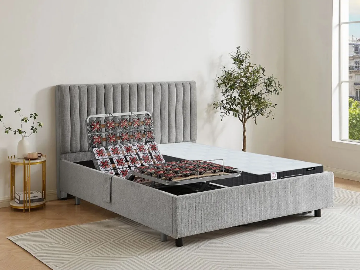 Outlet Cama articulada eléctrica somier colchón de muelles 5 zonas 2 x 70 x 190 cm ANTALISA Cama Articulada