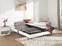 Best Cama articulada eléctrica somier colchón látex 3 zonas 2 x 70 x 190 cm tela beige JOFAR Cama Articulada