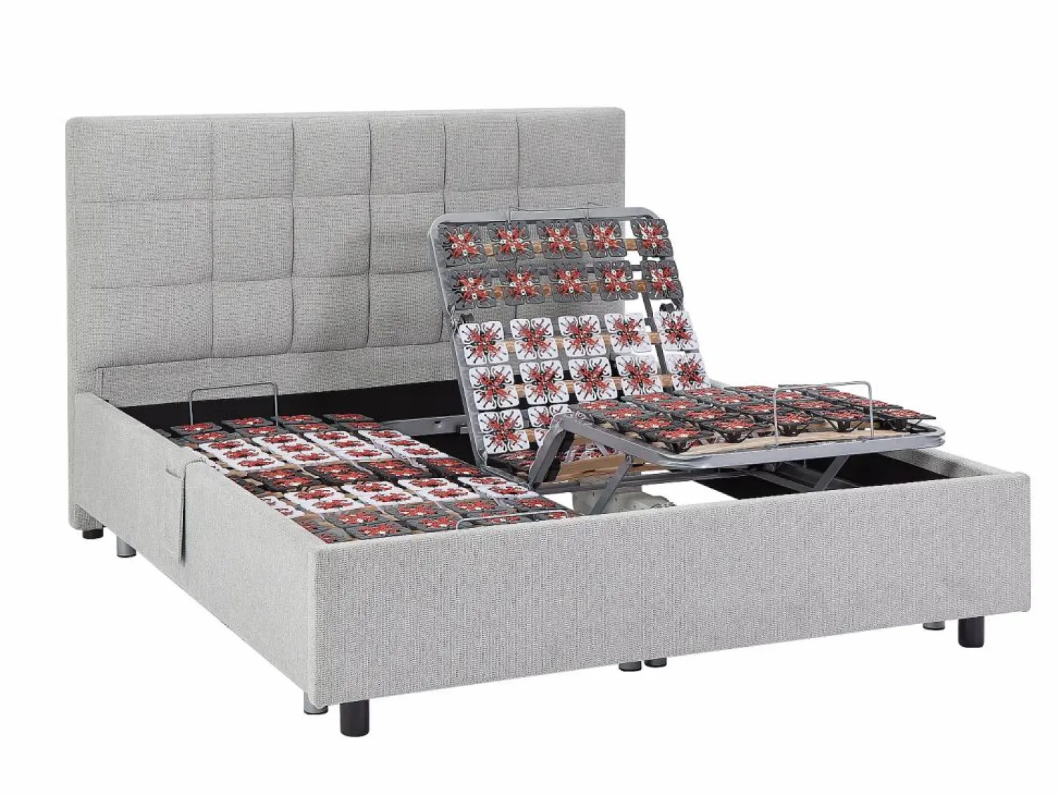 Ysmée Cama articulada eléctrica somier colchón de muelles 5 zonas 2 x 90 x 200 cm MANAM Gris