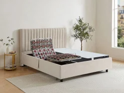 New Ysmée Cama articulada eléctrica somier colchón de muelles 5 zonas 2 x 70 x 190 cm ANTALISA Beige
