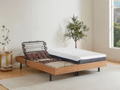 Ysmée Cama articulada eléctrica somier colchón de muelles 5 zonas 2 x 80 x 200 cm beige ANTALISA