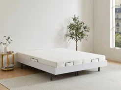Online Ysmée Cama articulada eléctrica somier colchón memoria de forma 2 x 90 x 200 cm gris SASORA Blanco