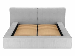 Hot Vente-unique Cama baúl 200 x 200 cm en terciopelo acanalado - TIMANO Gris claro