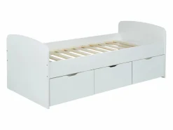 Outlet Vente-unique Cama 2 cajones 1 arcón mesa de centro colchón 90 x 190 cm LOUANE Blanco