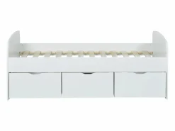Outlet Vente-unique Cama 2 cajones 1 arcón mesa de centro colchón 90 x 190 cm LOUANE Blanco