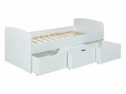 Outlet Vente-unique Cama 2 cajones 1 arcón mesa de centro colchón 90 x 190 cm LOUANE Blanco
