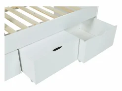 Outlet Vente-unique Cama 2 cajones 1 arcón mesa de centro colchón 90 x 190 cm LOUANE Blanco