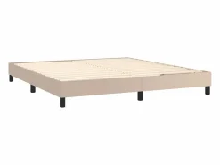 Hot Cama box spring colchón LED cuero sintético capuchino 160x200cm Somier Tapizado|Somier - 160X200Cm