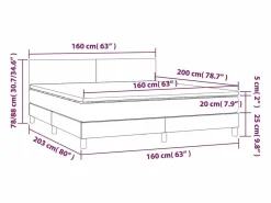 Hot Cama box spring colchón LED cuero sintético capuchino 160x200cm Somier Tapizado|Somier - 160X200Cm