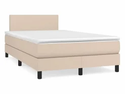 Hot Clicnbuy Cama box spring colchón LED cuero sintético capuchino 120x190cm