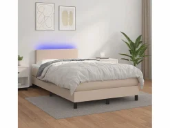 Hot Clicnbuy Cama box spring colchón LED cuero sintético capuchino 120x190cm