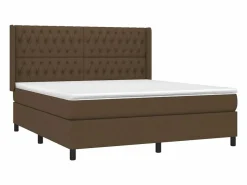 Clearance Cama box spring colchón luces LED tela marrón oscuro 180x200cm Somier - 180X200Cm