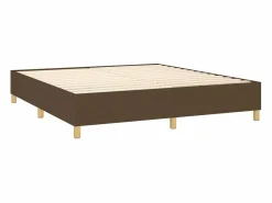 Clicnbuy Cama box spring colchón luces LED tela marrón oscuro 160x200cm