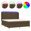 Online Cama box spring colchón luces LED tela marrón oscuro 160x200cm Somier - 160X200Cm