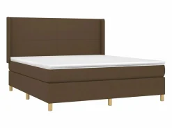 Online Cama box spring colchón luces LED tela marrón oscuro 160x200cm Somier - 160X200Cm