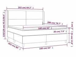 Online Cama box spring colchón luces LED tela marrón oscuro 160x200cm Somier - 160X200Cm