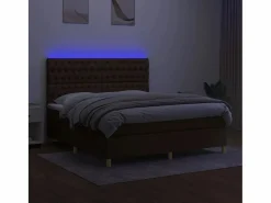 Best Clicnbuy Cama box spring colchón luces LED tela marrón oscuro 160x200cm