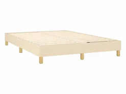 Discount Clicnbuy Cama box spring colchón y luces LED tela crema 140x190 cm