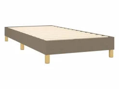 Online Cama box spring colchón y luces LED tela gris taupe 90x190 cm Somier - 90X190Cm
