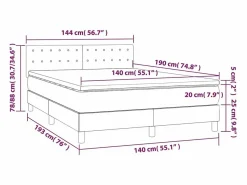 Clearance Cama box spring colchón y luces LED tela negro 140x190 cm Somier Tapizado|Somier - 140X190Cm