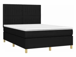 Best Clicnbuy Cama box spring colchón y luces LED tela negro 140x190 cm