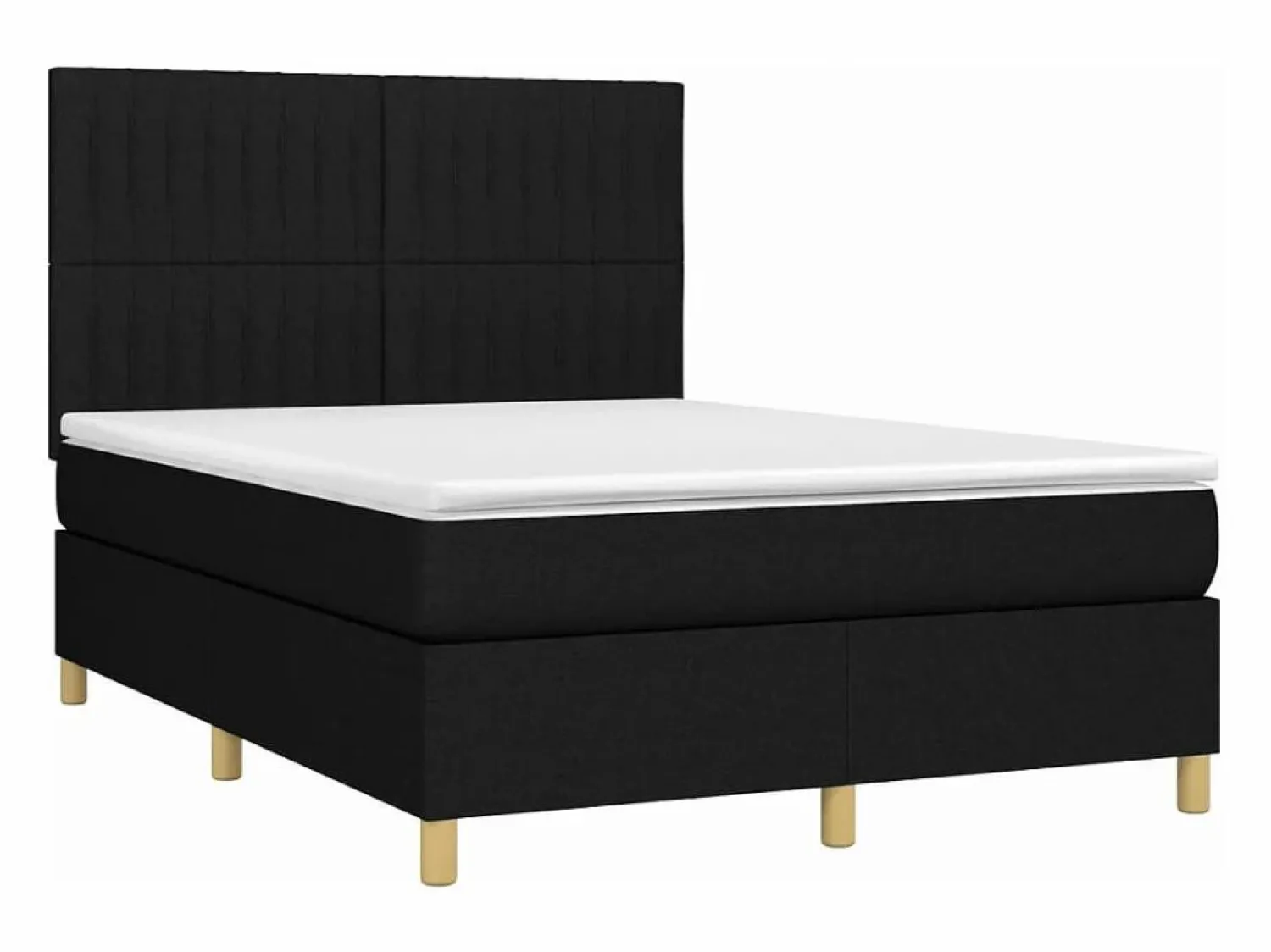 Best Clicnbuy Cama box spring colchón y luces LED tela negro 140x190 cm