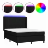 Hot Cama box spring colchón y luces LED tela negro 140x190 cm Somier - 140X190Cm