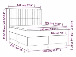 Hot Cama box spring colchón y luces LED tela negro 140x190 cm Somier - 140X190Cm