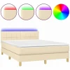 Hot Clicnbuy Cama box spring colchón y luces LED tela crema 140x190 cm