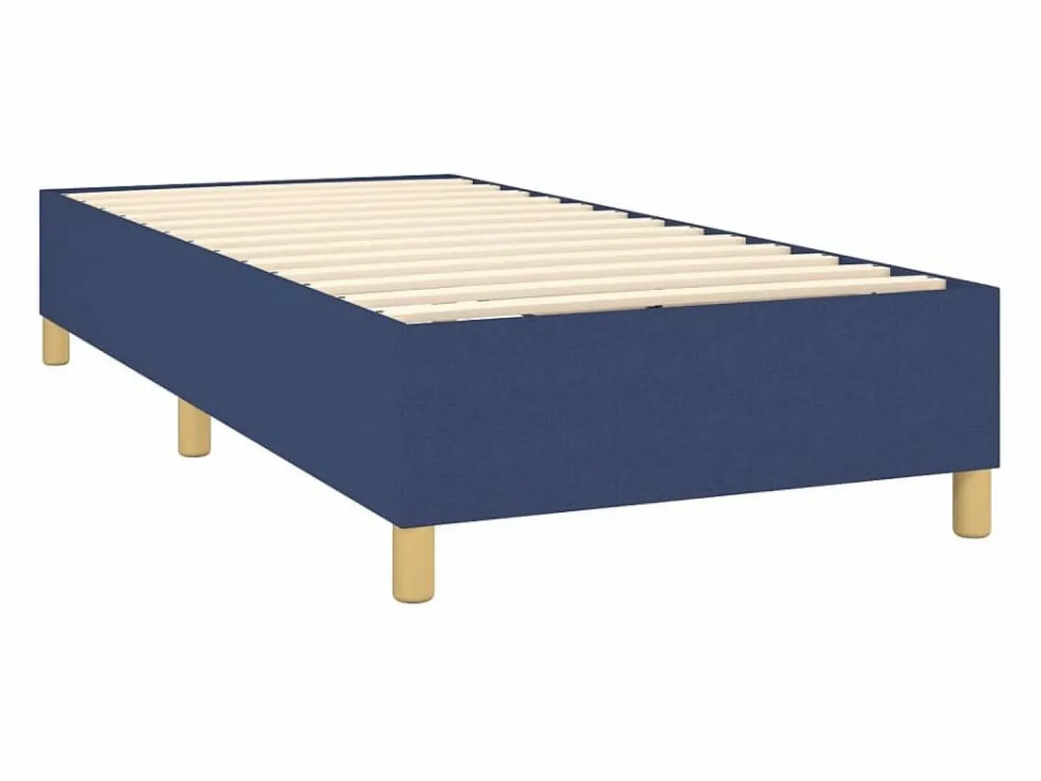 Clicnbuy Cama box spring colchón y luces LED tela azul 90x190 cm