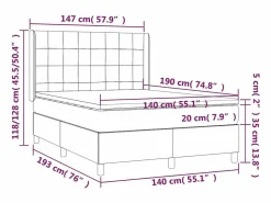 Sale Clicnbuy Cama box spring colchón y luces LED tela negro 140x190 cm