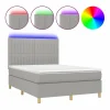 Discount Clicnbuy Cama box spring colchón y luces LED tela gris claro 140x190 cm