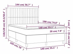Discount Clicnbuy Cama box spring colchón y luces LED tela gris claro 140x190 cm