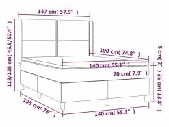 Clearance Clicnbuy Cama box spring colchón y luces LED tela crema 140x190 cm