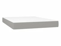 Outlet Cama box spring colchón y luces LED tela gris claro 140x190 cm Somier Tapizado|Somier - 140X190Cm
