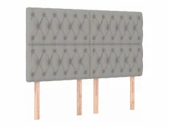 Clicnbuy Cama box spring colchón y luces LED tela gris claro 140x190 cm