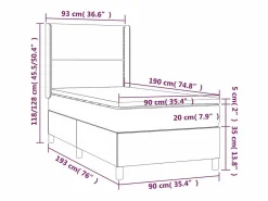 Clicnbuy Cama box spring colchón y luces LED tela azul 90x190 cm