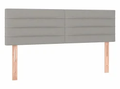 Discount Clicnbuy Cama box spring colchón y luces LED tela gris claro 140x190 cm