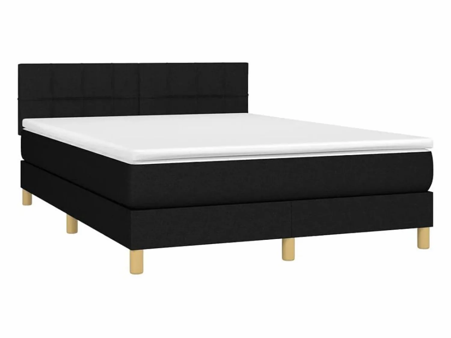 Best Cama box spring colchón y luces LED tela negro 140x190 cm Somier Tapizado|Somier - 140X190Cm