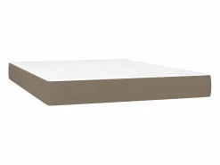 Clearance Cama box spring colchón y luces LED tela gris taupe 140x200 cm Somier Tapizado