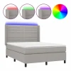 Sale Clicnbuy Cama box spring colchón y luces LED tela gris claro 140x190 cm