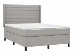 Sale Clicnbuy Cama box spring colchón y luces LED tela gris claro 140x190 cm