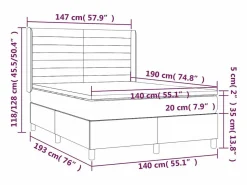 Sale Clicnbuy Cama box spring colchón y luces LED tela gris claro 140x190 cm
