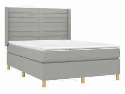 Cama box spring colchón y luces LED tela gris claro 140x190 cm Somier Tapizado|Somier - 140X190Cm