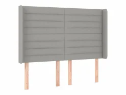 Cama box spring colchón y luces LED tela gris claro 140x190 cm Somier Tapizado|Somier - 140X190Cm