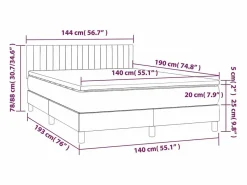Clicnbuy Cama box spring colchón y luces LED tela gris claro 140x190 cm