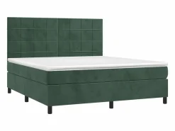 Clicnbuy Cama box spring colchón y LED terciopelo oscuro 160x200cm