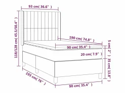 Clicnbuy Cama box spring colchón y luces LED tela color crema 90x190 cm